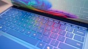 A close-up shot of the 16-inch MacBook Pro's keyboard.