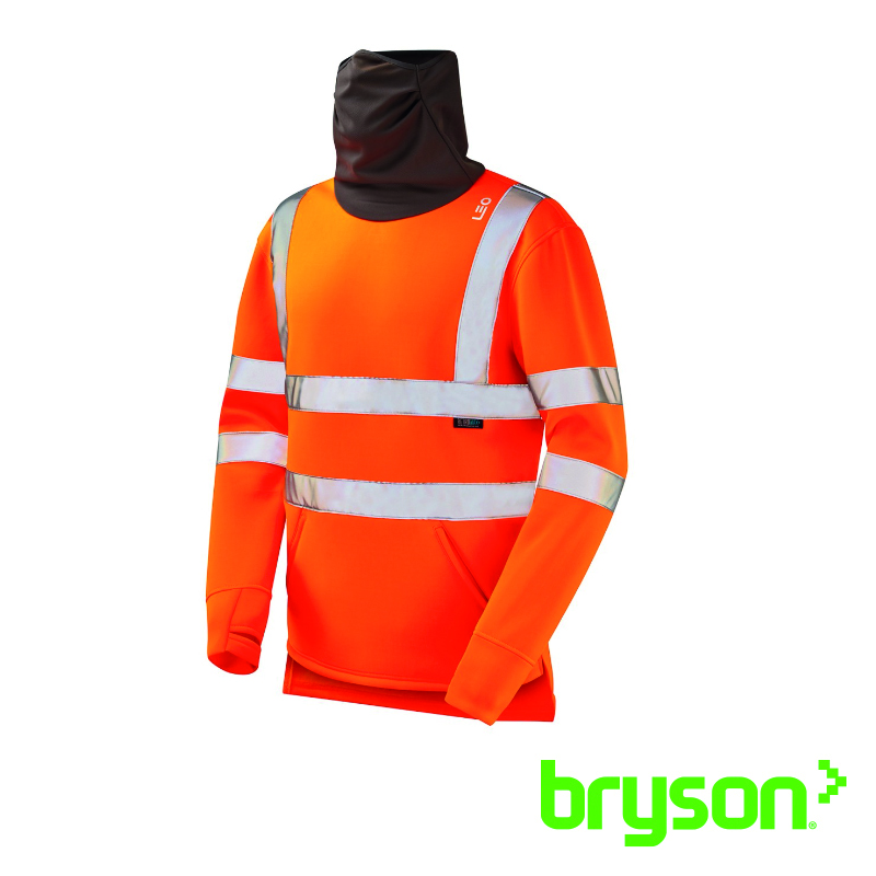 Leo Workwear Combesgate EcoViz Snood Sweatshirt - Orange
