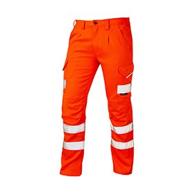 Leo Workwear Kingford EcoViz Stretch Cargo Trousers - Orange